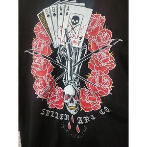 Men's Sullen Art Co Death Dealer Black Skulls Tattoo Biker Tee Large A130 NWT
